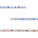 Close-up of Symphony bracelet showing alternating colorful crystal links.