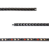 Close-up of Unity negative ion bracelet links with black stainless steel to show detail.