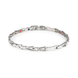 Vibrant Spark titanium bracelet front view showing silver-toned links and small round crystals.