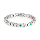 XOXO - Negative Ion Bracelet, Stainless Steel with Green Swarovski Crystals