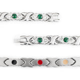 XOXO - Negative Ion Bracelet, Stainless Steel with Green Swarovski Crystals