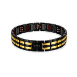 Midnight Gold Link Purlife Multi-Mineral bracelet new clean hero image with PTL tree buckle and mineral points