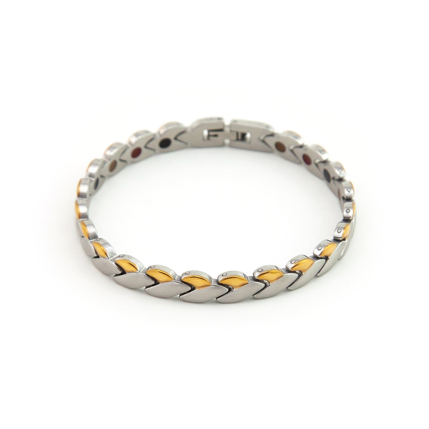 Energy - Negative Ion Chain Bracelet - Brushed Stainless Steel and Polished Gold
