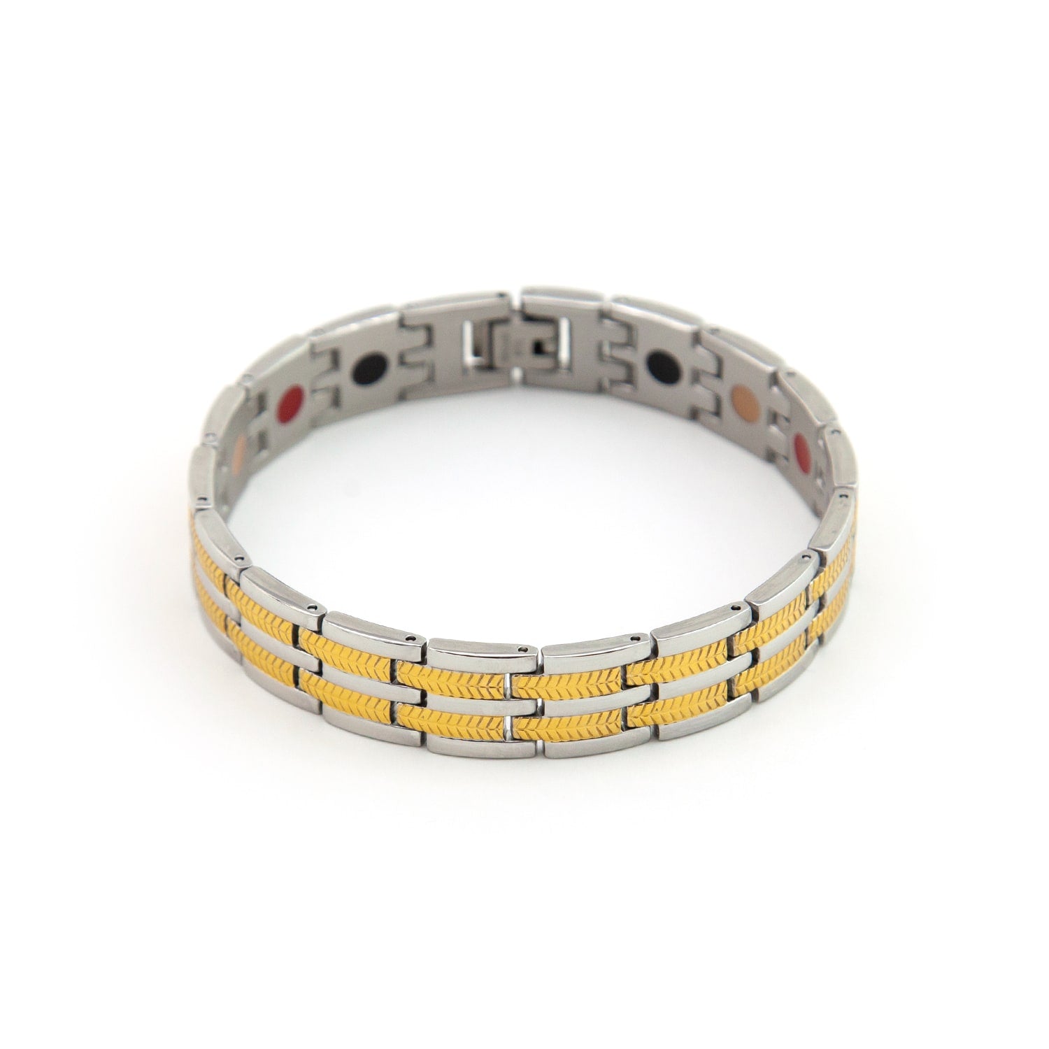 Rey - Two-Tone Negative Ion Bracelet, Stainless Steal and Gold Plated