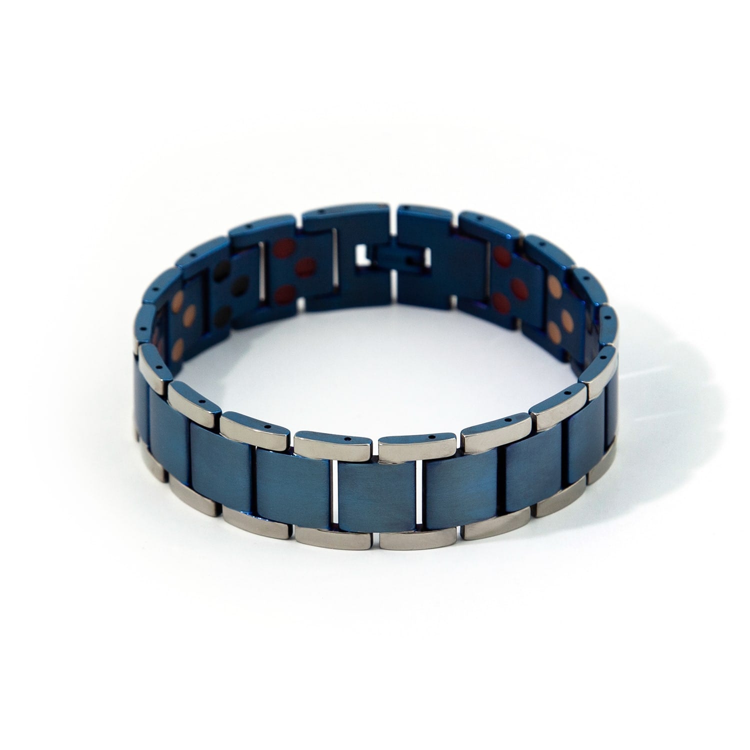 Blue Moon - Negative Ion Bracelet, Blue & Stainless Steel Plated