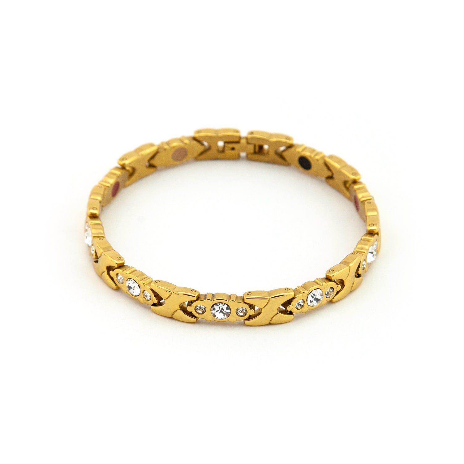 Goldie - Stainless Steel Negative Ion Bracelet, Gold Plated with Swarovski Crystals