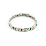 XOXO - Stress Relief Negative Ion Bracelet - Stainless Steel with Green Crystals