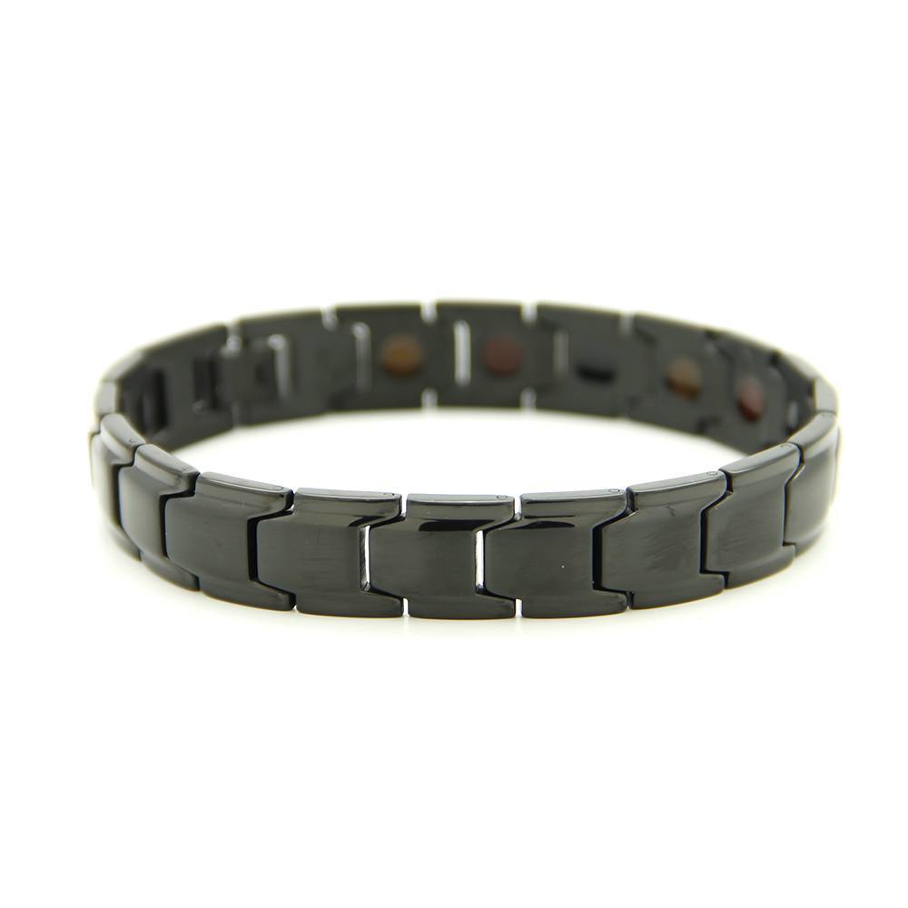 Ebony - Negative Ion Bracelet, Polished Black Stainless Steel
