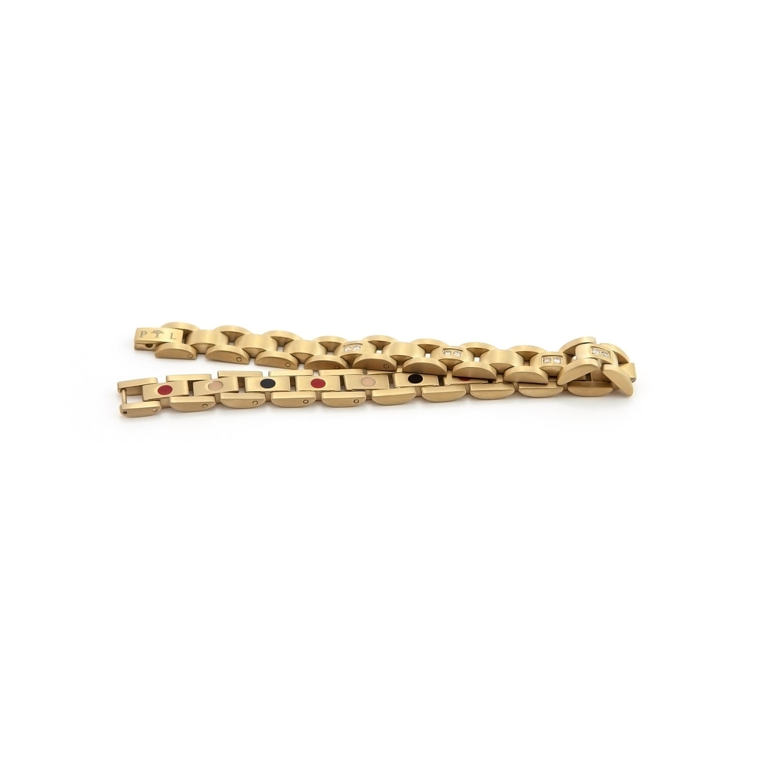 Morning Star - Diamonds Negative ion bracelet, interlock gold